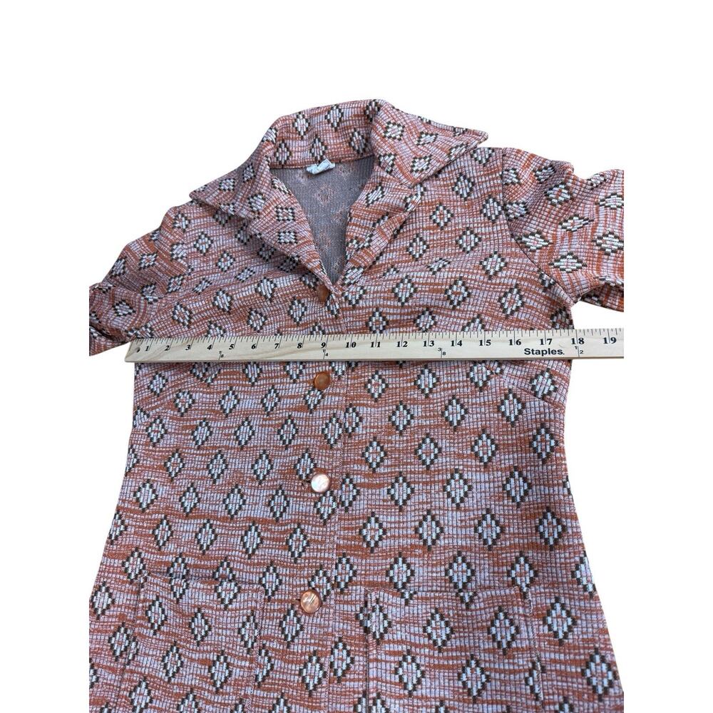 Vintage Koko Jacket Womens Medium Orange Brown Knit Geometric Retro 70s - Picture 9 of 14